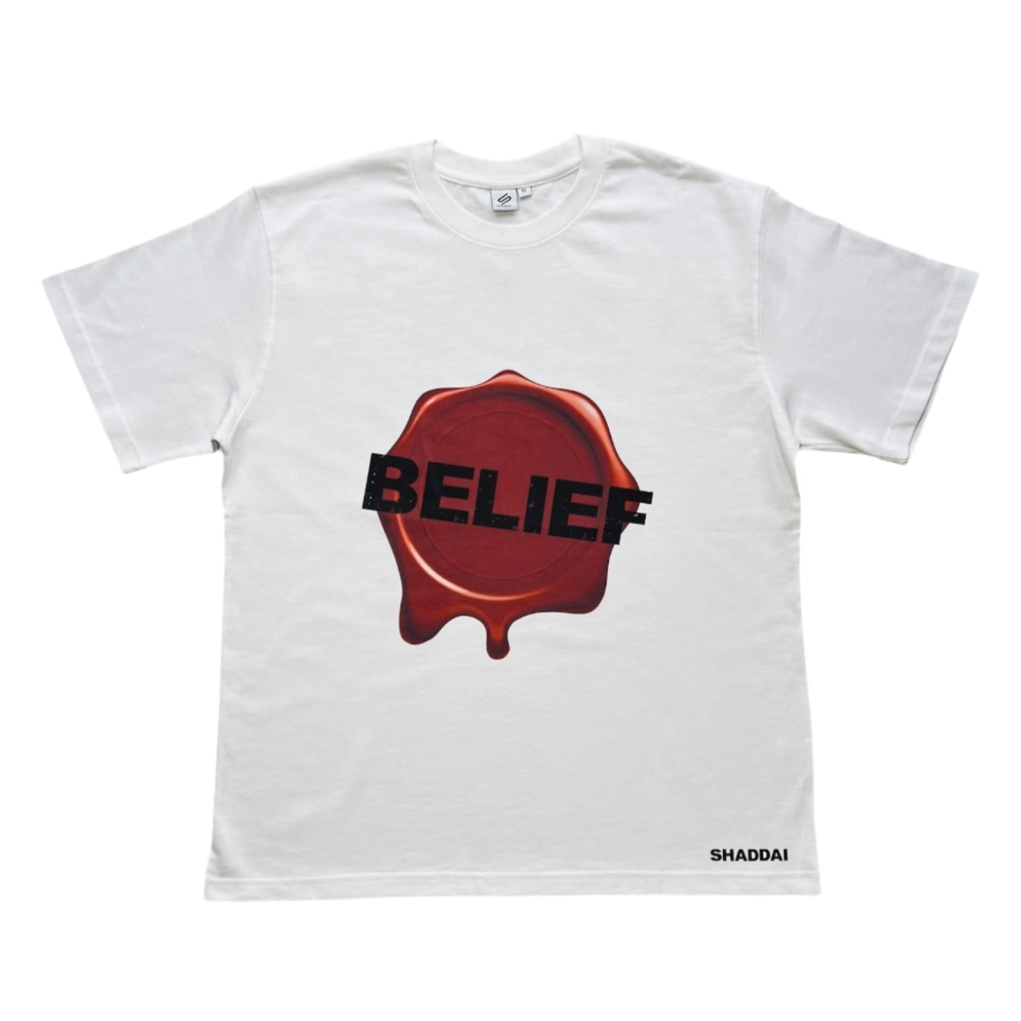 White "Belief in Him" T-shirt