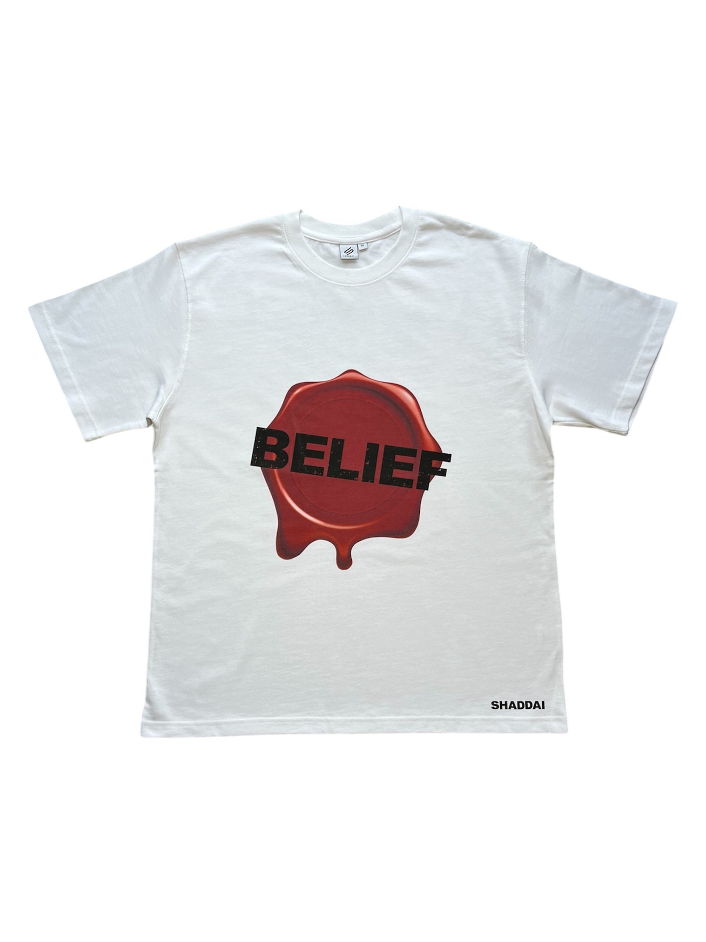 White "Belief in Him" T-shirt