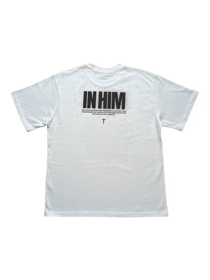 White "Belief in Him" T-shirt